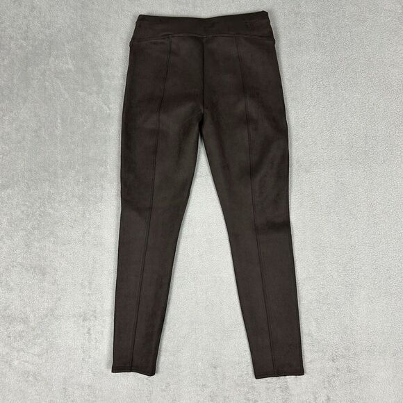SPANX XS Petite Faux Suede High Waisted 20322R Chocolate Brown Slimming Leggings - Picture 2 of 12